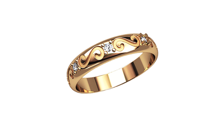 кц114 Милое колечко «Золотые завитки»