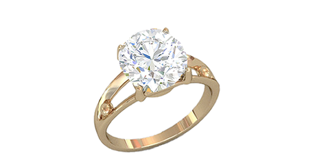 кц118 Золотое кольцо с фианитом бриллиантовой огранки 