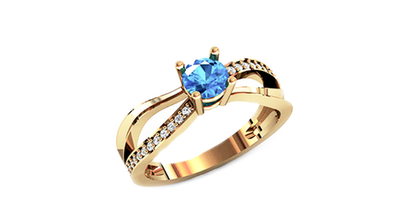 кц126 Две переплетённые дорожки в золотом кольце 