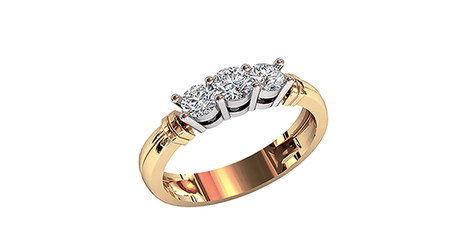 кц131 Золотое кольцо с тремя фианитами
