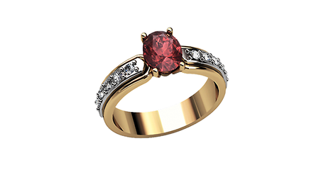 кц141 Золотое кольцо с накладками из белого золота 