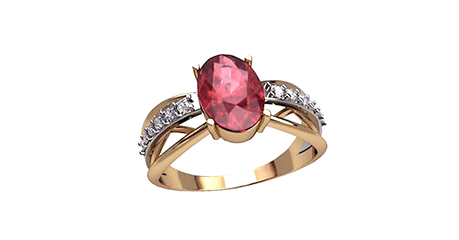 кц142 Кольцо из золота с красным фианитом.