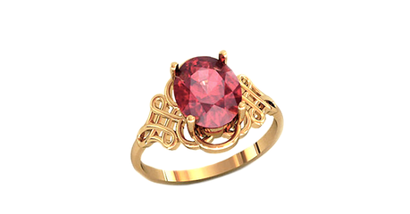 кц144 Золотой перстень с синтетическим рубином.
