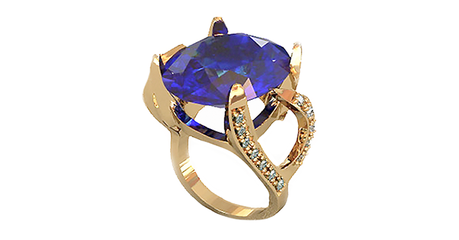 кц147 Кольцо дизайнерское из золота с крупным овалом