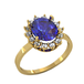 кц155 Золотое кольцо с синим фианитом овал 