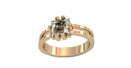 кц165 Кольцо с квадратным фианитом.