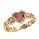кц193 Золотое кольцо с красным сердцем. 