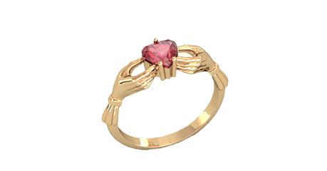 кц194 Золотое кольцо с сердцем.