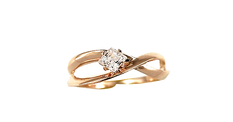 кц198 Золотое кольцо «Бесконечность» с квадратным камнем.