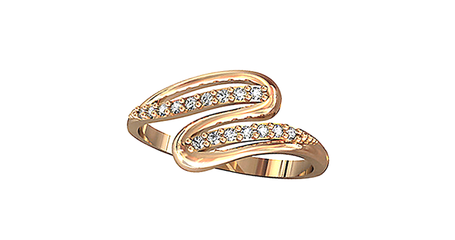 кц203 Две дорожки фианитов в золотом кольце.