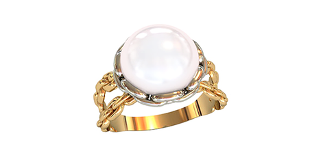 кц211 Массивное кольцо из золота с крупным жемчугом.