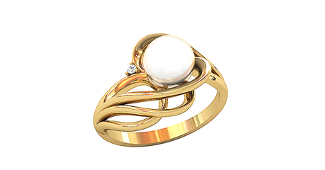 кц214 Кольцо с жемчугом и фианитами  