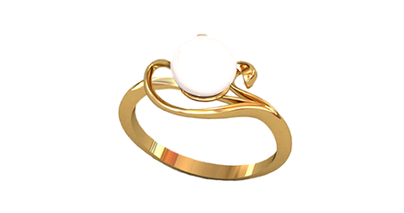 кц217 Золотое кольцо с жемчугом