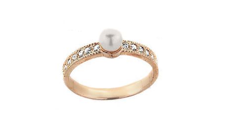 кц229 Кольцо с жемчугом и фианитами