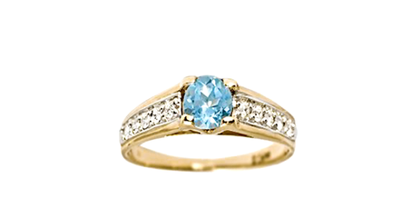 кц230 Золотое кольцо с голубым камнем 