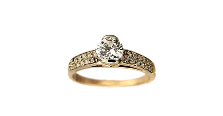 кц233 Золотое кольцо с белыми камнями 