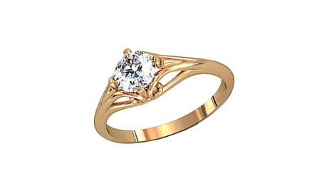 кц240 Золотое кольцо с белым фианитом