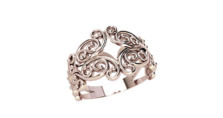 кц243 Кольцо «Завитки в золоте».