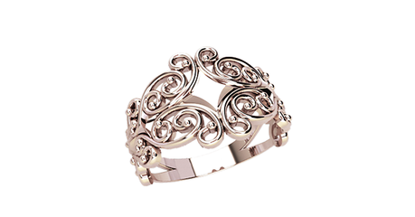 кц243 Кольцо «Завитки в золоте».