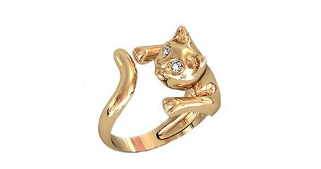 кц253 Кольцо из золота «Кошка»