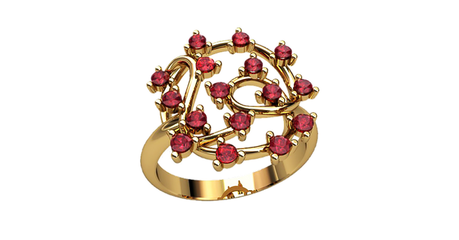 кц273 Золотое кольцо с цветочным узором.