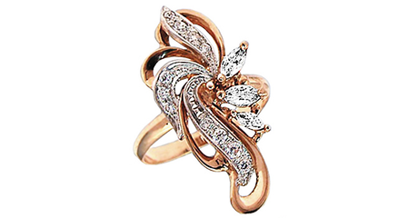 кц275 Золотое кольцо с маркизами 