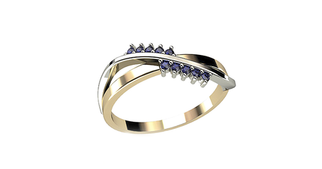 кц278 Золотое кольцо с накладкой из белого золота и фианитами