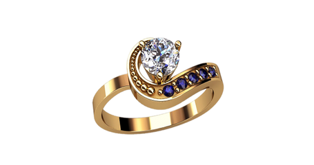 кц279 Золотое кольцо «Завиток из фианитов»