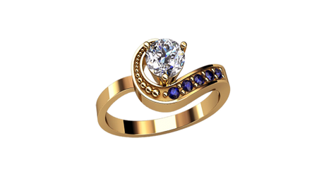 кц279 Золотое кольцо «Завиток из фианитов»