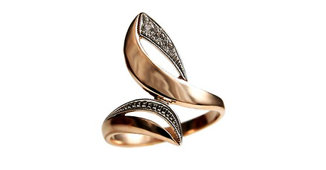 кц282 Золотое кольцо удлинённое с фианитами 