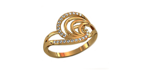 кц283 Кольцо из золота с мелкими фианитами