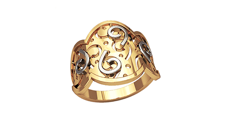 кц288 Кольцо с завитками из белого золота