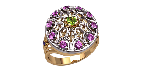 кц290 Женский перстень с камнями.