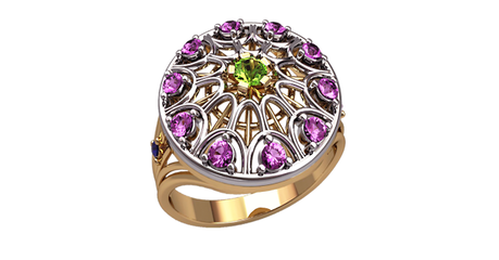 кц290 Женский перстень с камнями.