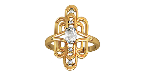 кц291 Кольцо удлинённое в золоте.