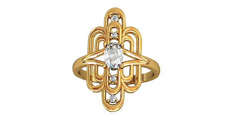 кц291 Кольцо удлинённое в золоте.