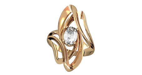 кц292 Удлинённое кольцо с белым овалом 