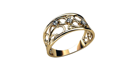 кц294 Лёгкий ажур в золотом кольце