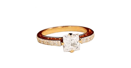 кц296 Золотое кольцо с квадратным камнем. 