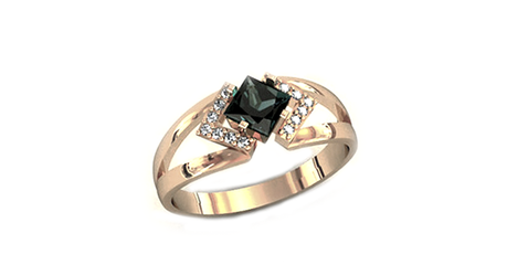 кц308 Кольцо из золота с квадратным камнем. 