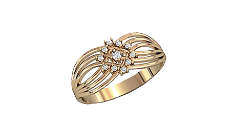 кц310 Золотое кольцо с  мелкими фианитами.