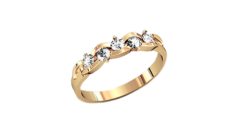 кц311 Золотое кольцо с пятью фианитами
