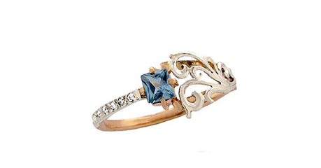 кц314 Очаровательное золотое кольцо с квадратным камнем