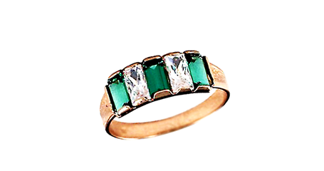 кц315 Женское кольцо с разноцветными багетами