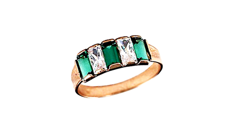 кц315 Женское кольцо с разноцветными багетами