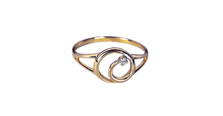 кц328 Золотое кольцо «Фианит в круге» 