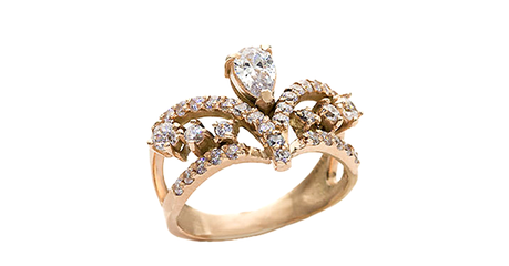 кц339 Кольцо в виде короны с фианитами. 