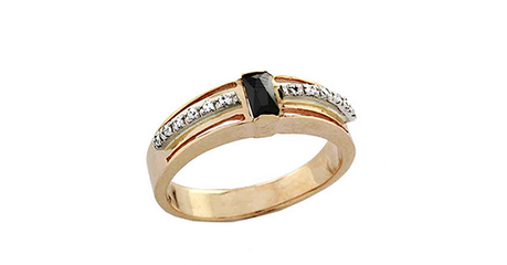 кц340 Золотое кольцо с прямоугольным камнем