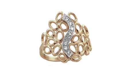 кц345 Ажур в кольце с накладкой из белого золота 