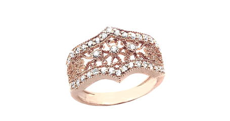 кц347 Ажурное кольцо с фианитами 